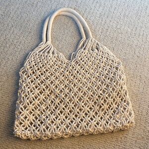 Cream Macramé Tote beach Bag